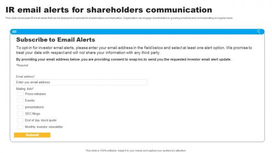 Strategies To Maintain Effective Relationships IR Email Alerts For Shareholders Template Pdf