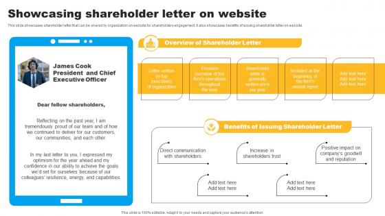 Strategies To Maintain Effective Relationships Showcasing Shareholder Letter On Website Brochure Pdf