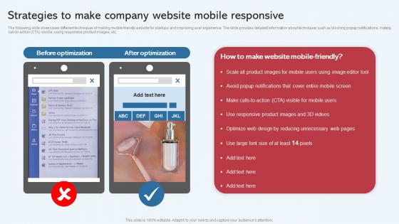 Strategies To Make Company Website Mobile Responsive Effective Startup Promotion Plan Elements Pdf