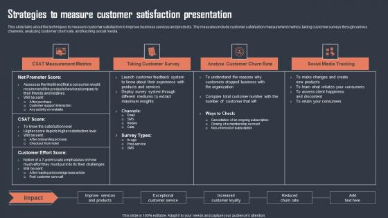 Strategies To Measure Customer Satisfaction Presentation Sample Pdf