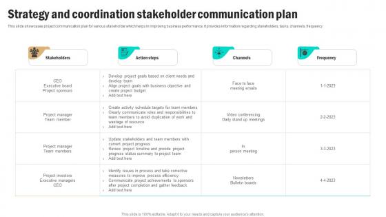 Strategy And Coordination Stakeholder Communication Plan Themes Pdf