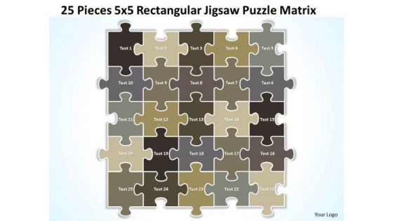 Strategy Diagram 25 Pieces 5x5 Rectangular Jigsaw Puzzle Matrix Business Diagram