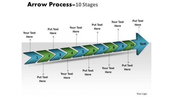 Strategy Diagram 3d Arrow Process 10 Stages Business Diagram