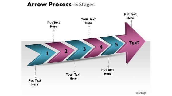 Strategy Diagram 3d Arrow Process 5 Stages Business Diagram