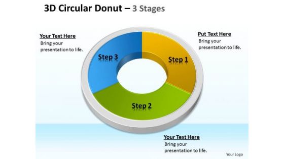 Strategy Diagram 3d Circular Donut 3 Stages Consulting Diagram