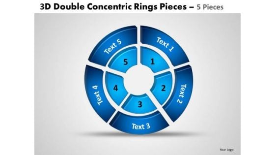 Strategy Diagram 3d Double Concentric Rings Pieces 3 Sales Diagram