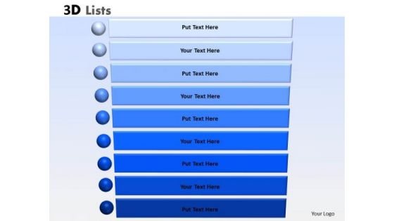 Strategy Diagram 3d List 9 Steps Sales Diagram