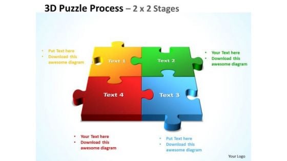 Strategy Diagram 3d Puzzle Process 2 X 2 Stages Business Diagram