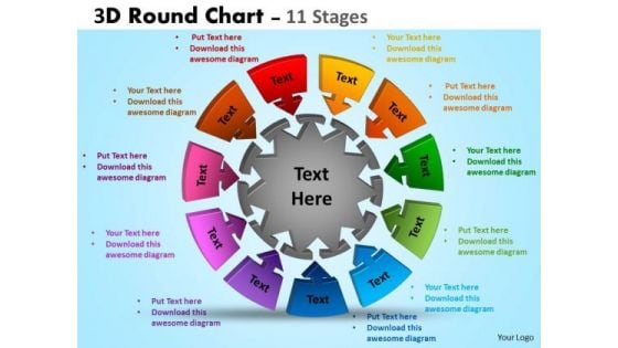 Strategy Diagram 3d Round Chart 11 Stages Business Cycle Diagram