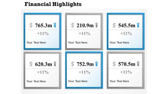 Strategy Diagram 6 Staged Financial Highlight Diagram Business Cycle Diagram