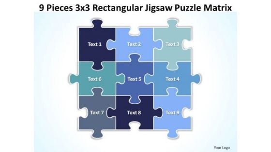 Strategy Diagram 9 Pieces 3x3 Rectangular Jigsaw Puzzle Matrix Business Diagram