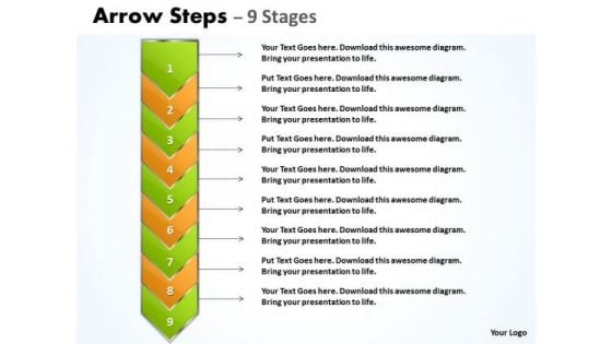 Strategy Diagram Arrow 9 Stages Business Diagram