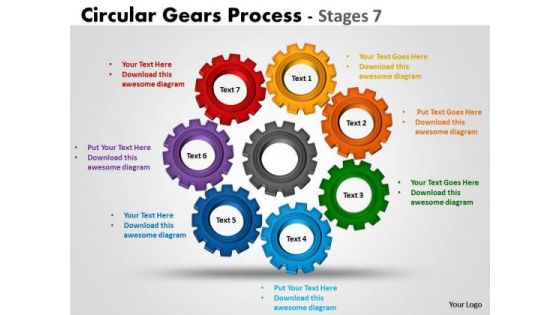 Strategy Diagram Circular Gears Process Stages 7 Marketing Diagram