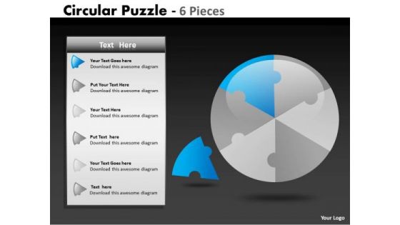 Strategy Diagram Circular Puzzle 6 Pieces Business Cycle Diagram