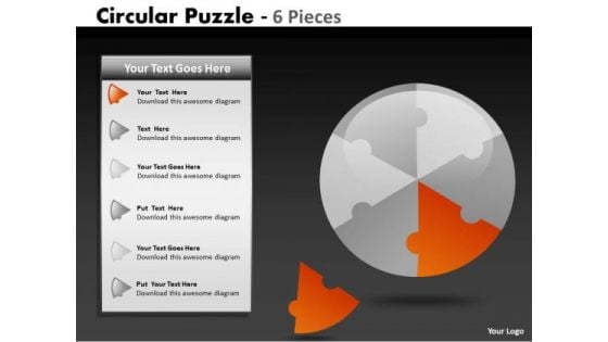 Strategy Diagram Circular Puzzle 6 Pieces Business Diagram