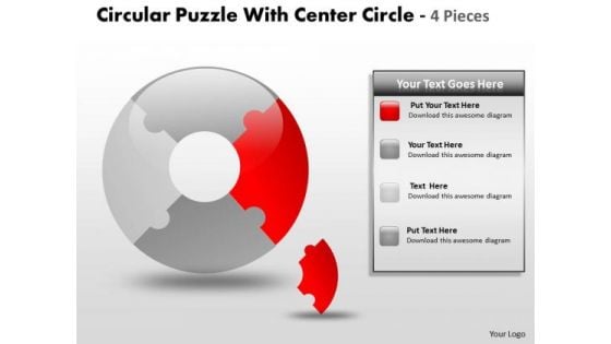 Strategy Diagram Circular Puzzle With Center Circle 4 Pieces Marketing Diagram