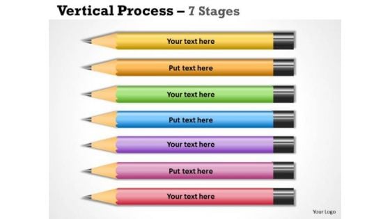 Strategy Diagram Color Pencils Vertical Process 7 Stages Marketing Diagram