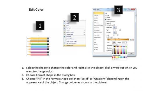 Strategy Diagram Color Pencils Vertical Process 7 Stages Marketing Diagram