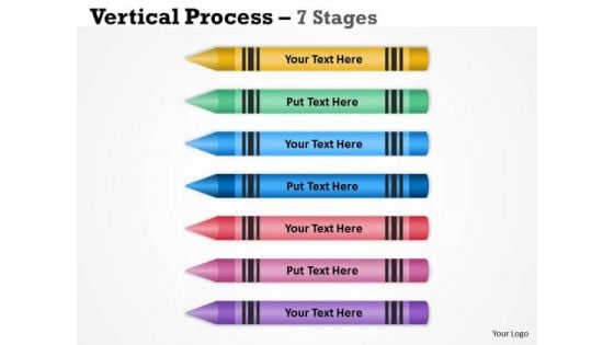 Strategy Diagram Color Pencils Vertical Process With 7 Stages Marketing Diagram