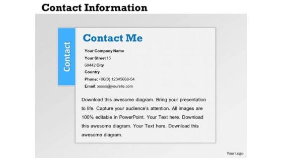 Strategy Diagram Contact Information Slide Design Mba Models And Frameworks