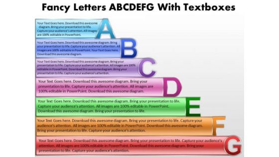 Strategy Diagram Fancy Letters Abcdefg With Textboxes Consulting Diagram