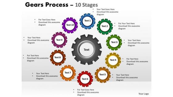 Strategy Diagram Gears Process 10 Stages Business Cycle Diagram