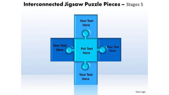 Strategy Diagram Interconnected Jigsaw Puzzle Pieces Stages 5 Strategic Management