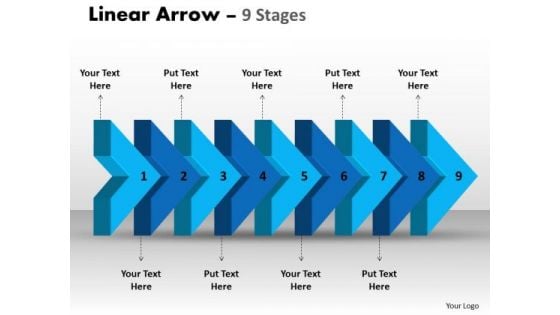 Strategy Diagram Linear Arrow 9 Stages Business Framework Model