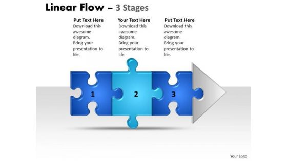 Strategy Diagram Linear Flow 3 Stages Strategic Management