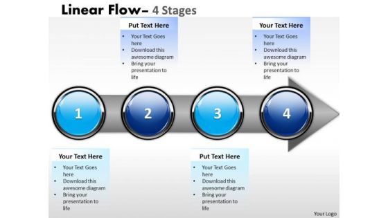 Strategy Diagram Linear Flow 4 Stages Business Framework Model