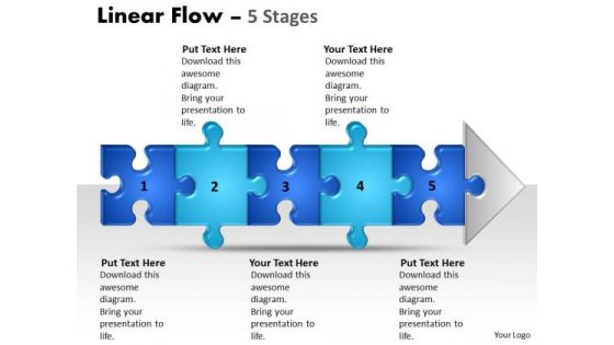 Strategy Diagram Linear Flow 5 Stages Business Diagram