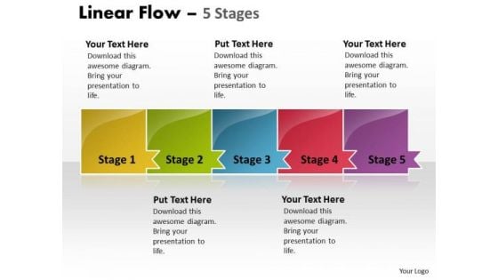 Strategy Diagram Linear Flow 5 Stages Strategic Management Business Diagram