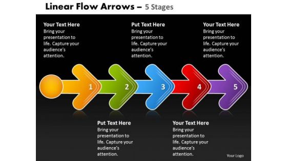 Strategy Diagram Linear Flow Arrow 5 Stages Business Diagram