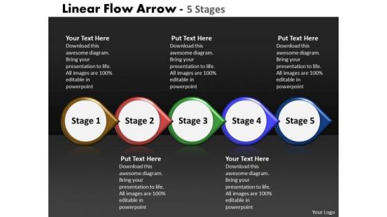 Strategy Diagram Linear Flow Arrow 5 Stages Mba Models And Framework