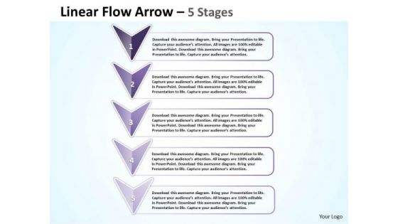 Strategy Diagram Linear Flow Arrow 5 Stages Strategic Management Business Diagram
