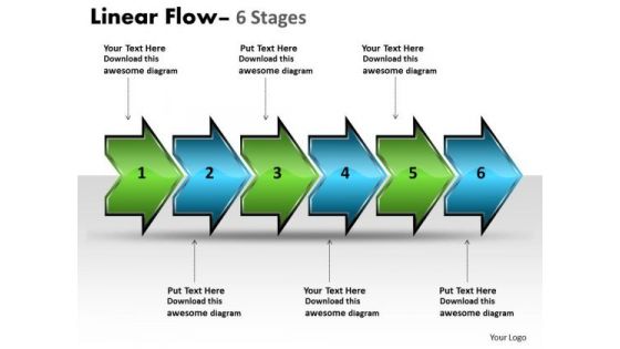 Strategy Diagram Linear Flow Arrow 6 Stages Business Cycle Diagram