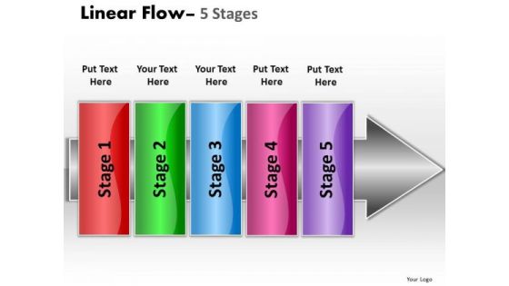 Strategy Diagram Linear Flow Five Stages Strategic Management Business Diagram