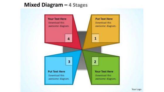 Strategy Diagram Mixed Diagram With Unique Design 4 Stages Consulting Diagram