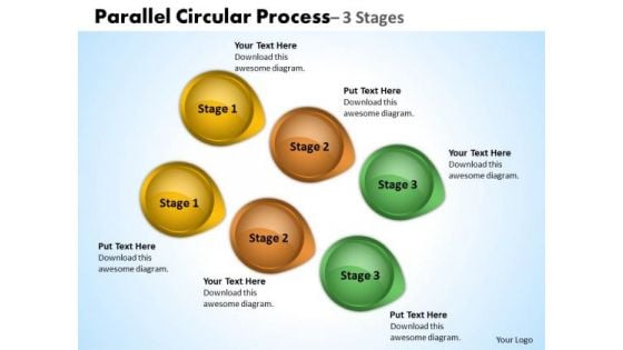 Strategy Diagram Parallel Circular Process 3 Stages Sales Diagram