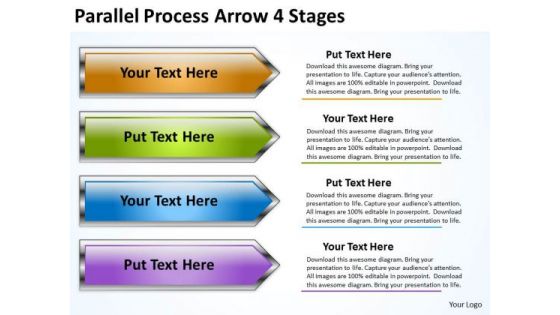 Strategy Diagram Parallel Process Arrow 4 Stages Sales Diagram