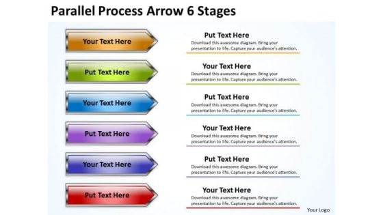 Strategy Diagram Parallel Process Arrow 6 Stages Sales Diagram