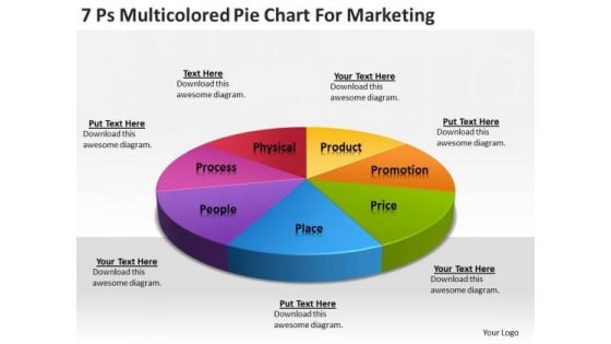 Strategy PowerPoint Template 7 Ps Multicolored Pie Chart For Marketing Ppt Slides