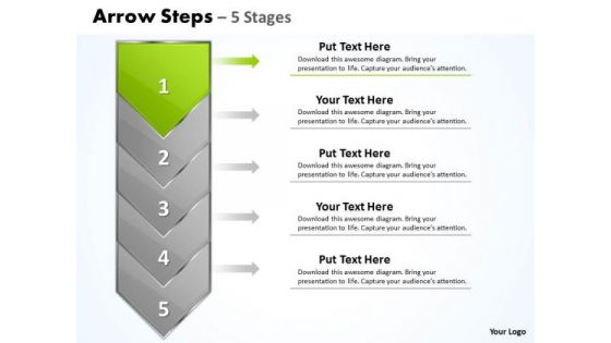 Strategy PowerPoint Template Arrow 5 Stages 1 Business Communication Design