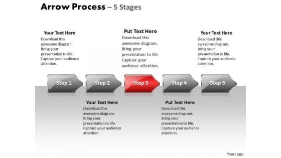 Strategy PowerPoint Template Arrow Process 5 Stage Style 1 Design