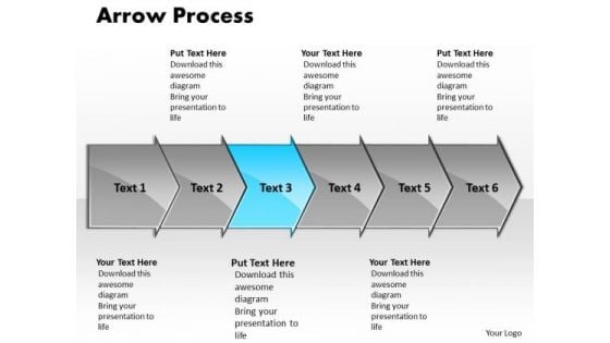 Strategy PowerPoint Template Arrow Process 6 Stages Time Management Graphic