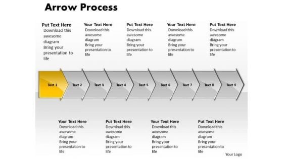 Strategy PowerPoint Template Arrow Process 9 Phase Diagram Graphic