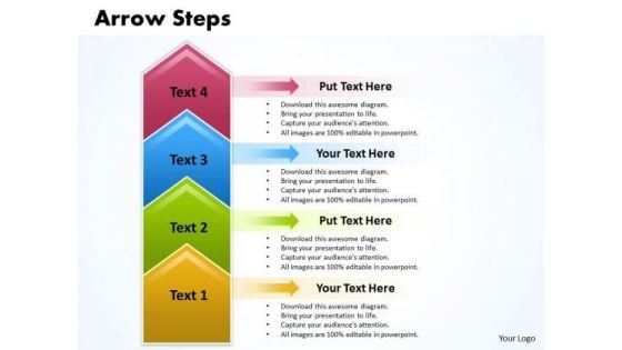 Strategy PowerPoint Template Arrow Steps 4 Stages Business Management Graphic