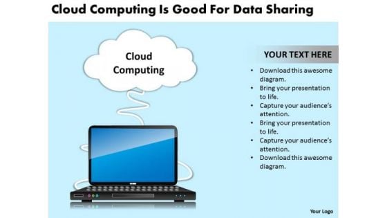 Strategy PowerPoint Template Cloud Computing Is Good For Data Sharing Ppt Slides