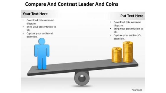 Strategy PowerPoint Template Compare And Contrast Leader Coins Ppt Slides