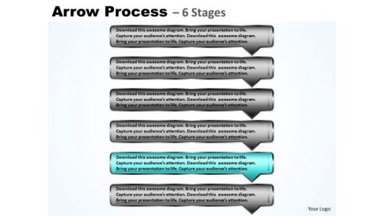 Strategy PowerPoint Template Continuous Process Using 6 Rectangular Arrows Design